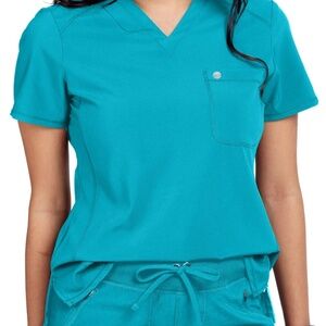 Cherokee Infinity Teal Blue Scrubs top